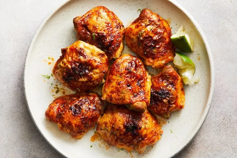 Image of Roasted Chicken Thighs With Hot Honey and Lime