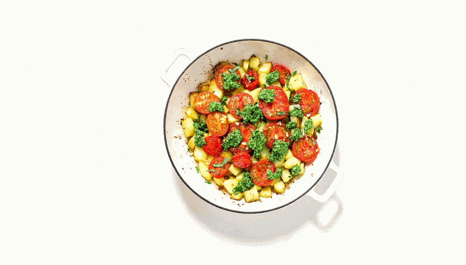 Image of Potato & Tomato Bake with Kale Pesto